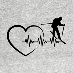 Your Skiing Heartbeats line Sport Design Gift Art TShirt T-Shirt